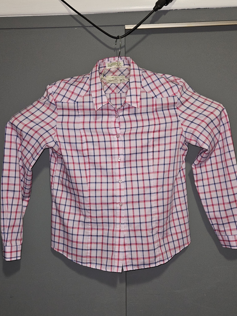 Orvis Womens Pink and Blue Plaid Button-Down Shirt Size 16